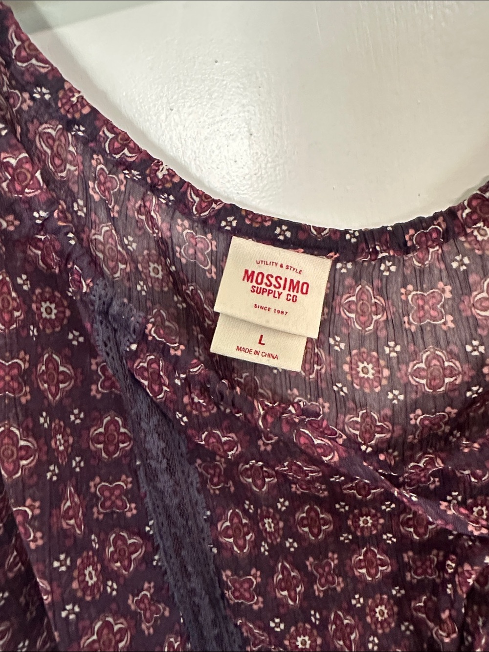 Mossimo Supply Co. Plum Floral Peasant Blouse - Picture 2 of 5